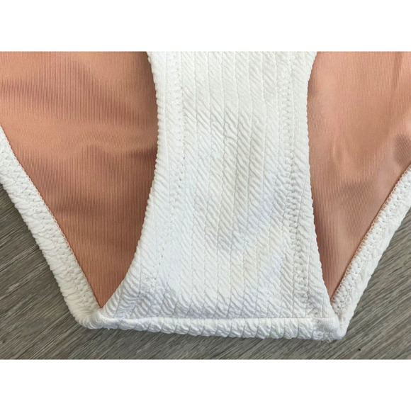 J. Crew Women's Textured Curved-Waist Cheeky Bikini Bottom White Size Large NWT - Picture 5 of 16